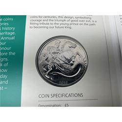 The Royal Mint United Kingdom 2017, 2018 and 2019 brilliant uncirculated annual coin sets, in card folders 