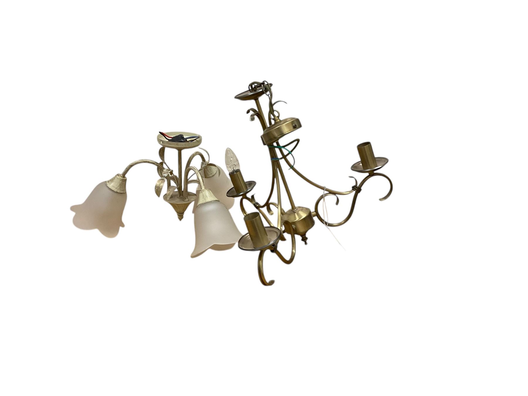 Two contemporary three branch light fittings 