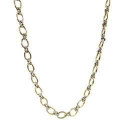 9ct white and yellow gold link necklace, hallmarked