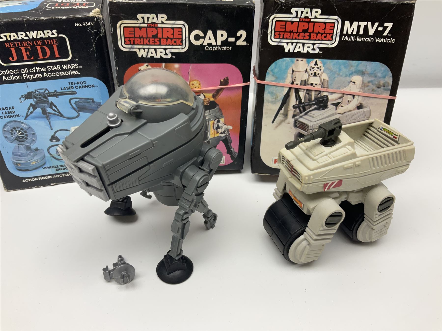 Star Wars - Return of the Jedi Scout Walker Vehicle, Speeder Bike Vehicle and Vehicle Maintenance Energiser; together with The Empire Strikes Back Cap-2 Captivator and MTV-7 Multi-Terrain vehicle; and Waddingtons 1977 Star Wars Entering the City jig-saw puzzle; all boxed (6)