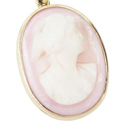 19th/ early 20th century French portrait brooch, set with an oval miniature of a woman on ivory and a 9ct gold cameo pendant. This lot has been registered for sale under Section 10 of the APHA Ivory Act