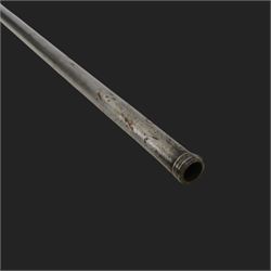 Middle Eastern percussion cap rifle, the 107cm  barrel with four brass bands and ramrod under, overall L143cm, together with another percussion rifle the 106cm barrel a copy of a 17th century Spanish barrel, complete with fake stamp, by vendors repute this rifle was confiscated from tribesmen in Kurdistan by police
Sold as an exempt item under Section 58 (2) of the 1968 Firearms Act, to be held as a curiosity or ornament