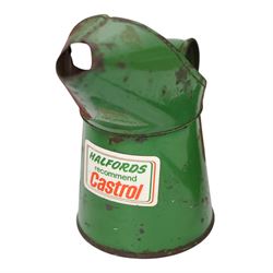 Shell-Mex Lamp Oil can, three oil jugs, including two red Esso examples and a green Castrol example and one other