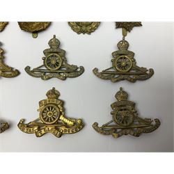 Twelve cap badges including Royal Artillery, 3rd RGA Middlesex Volunteers, Hon. Artillery Company, West Riding and Waraickshire Royal Horse Artillery, Royal Engineers and Army Service Corps (12)