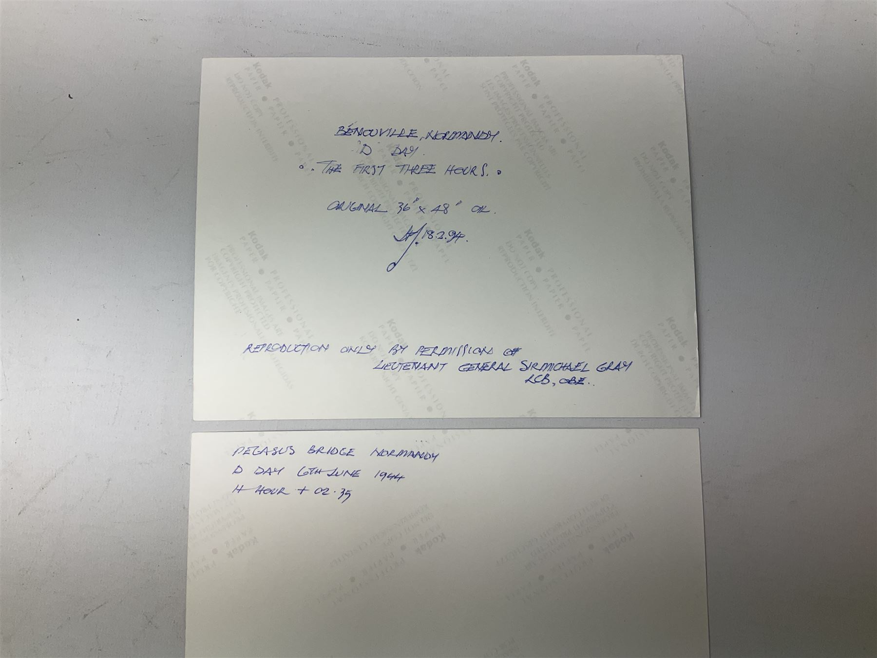 Presentation bronzed figure of a paratrooper by Peter Hicks mounted on a mahogany plinth with plaque inscribed ' Presented to Lieutenant General Sir Michael Gray KCB OBE President Army Parachute Association 1981-1987 An Outstanding Term of Leadership Friendship and Humour. Thank You All Ranks A.P.A.' H28cm; a brass Pegasus plaque H12cm; and small quantity of colour photographs and prints of military related paintings