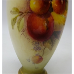  Royal Worcester miniature two handled vase hand painted with a still life of fruit signed Rickells, shape no. 287 date code for 1912 H12cm   