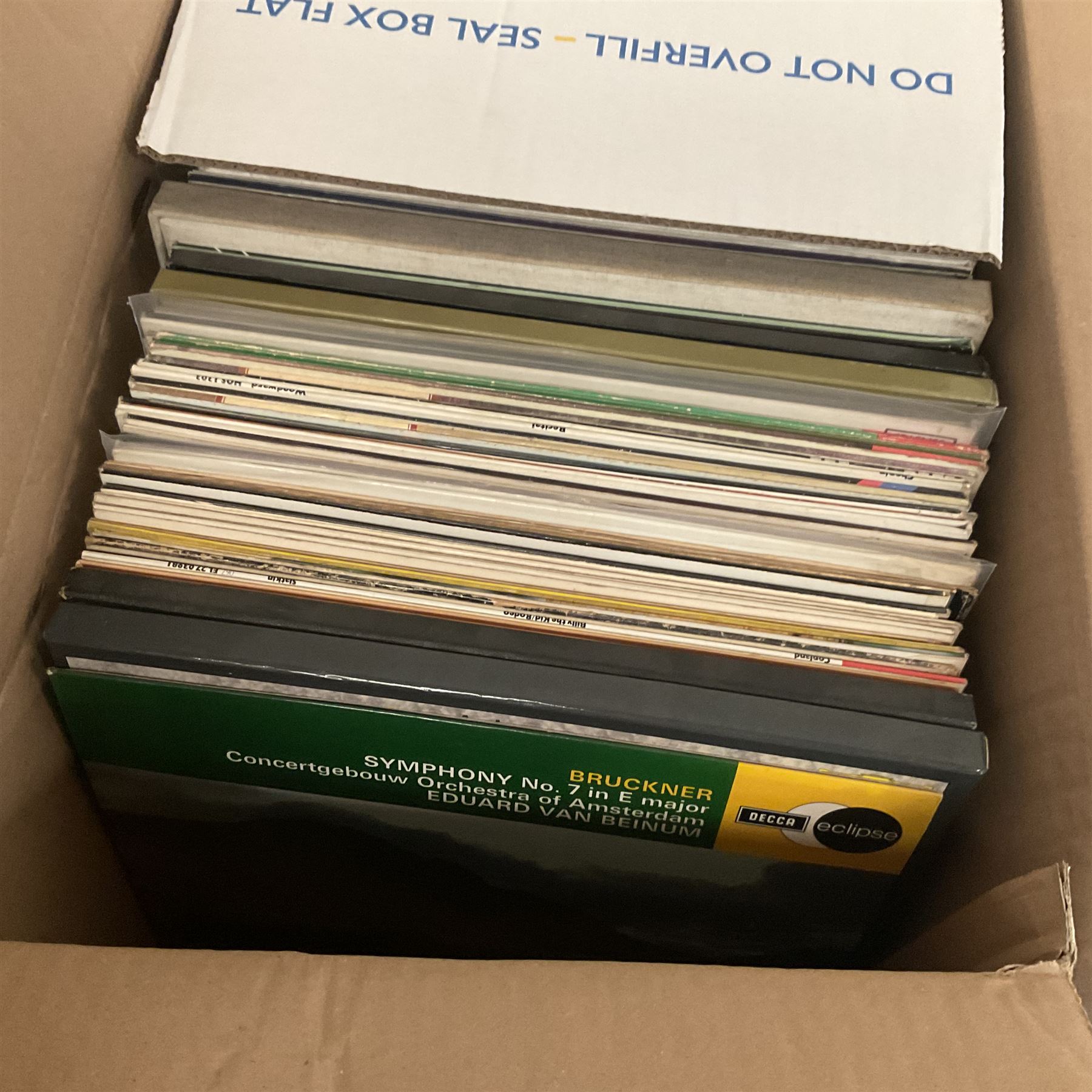 Collection of vinyl LP records in four boxes, mainly Classical, including Simon Preston Plays the Organ, Michael Tissier, Philip Dore and the Organ at Ampleforth Abbey and Christopher Dearnley, etc