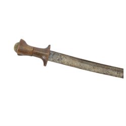 African Sudanese side-arm dagger with brass handle with cross detail, in leather scabbard, together with a collection of swords 