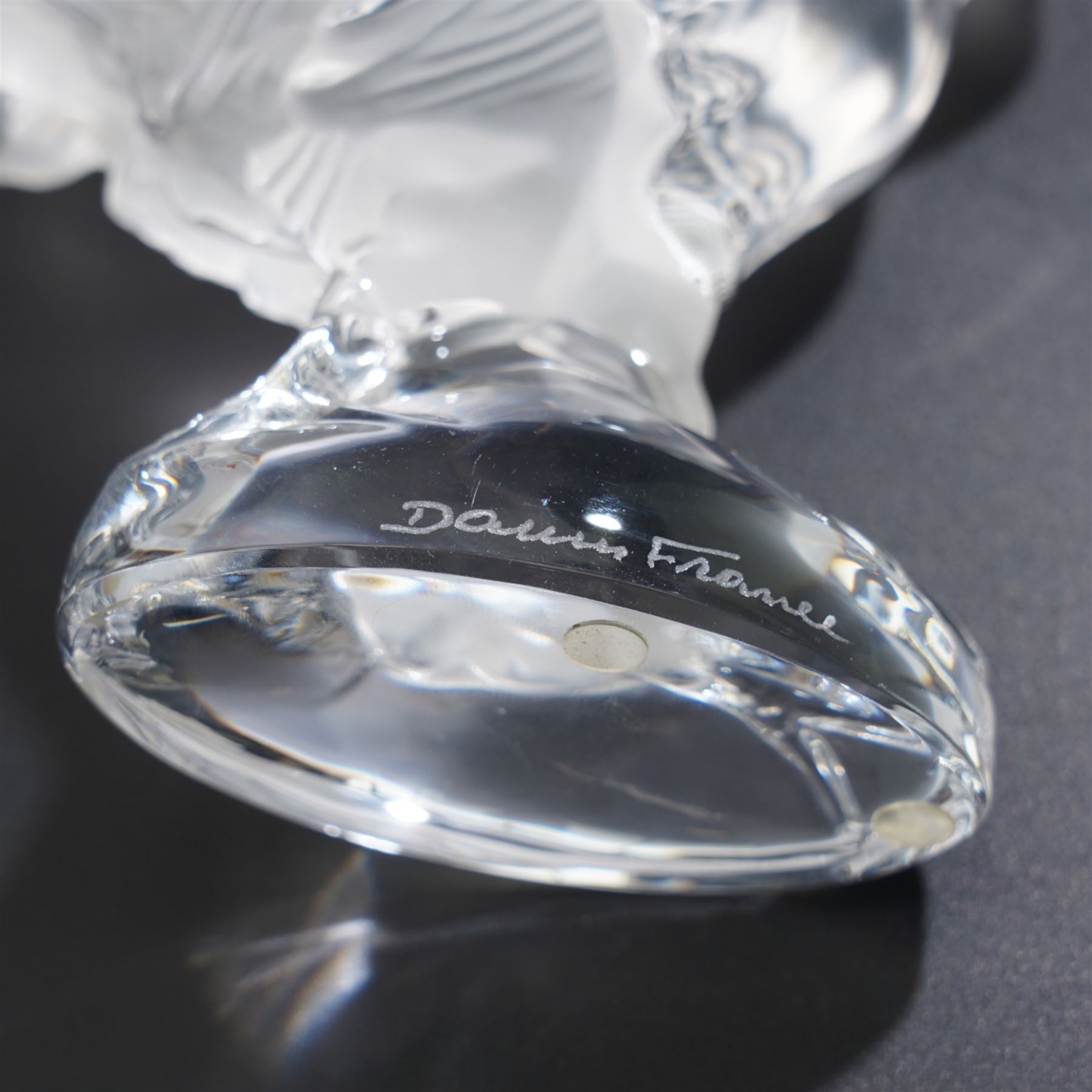 Daum France frosted glass Cockerel, signed to base, in original box, H12.5cm