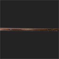 19th century Indian Brown Bess style flintlock musket, the 138cm round steel barrel ram rod beneath, overall L174cm
