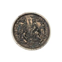 Bronzed medallion of a neo classical sce