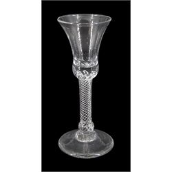 18th century drinking glass, the bell shaped bowl upon a single series basal knopped stem and conical foot, H16.5cm
