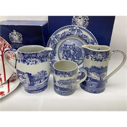 Collection of Spode, including Liverpool jug, mug and wall planter in Italian pattern etc 