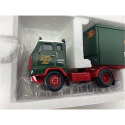 Corgi Eddie Stobart - three limited edition lorries; CC12901 Scania Topline Curtainside; CC13101 Volvo F88 Box Trailer; and CC13207 DAF XF Space Cab & Flatbed Trailer; all boxed (3)