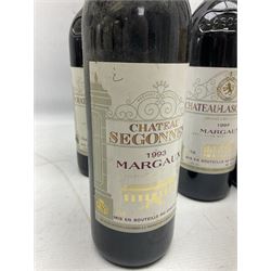 Chateau Lascombes, Margaux, comprising the years 1988, 1989, 1990, 1994 and 1995, 750ml 12.5% vol, together with Chateau Segonnes, 1993 Margaux, 750ml 12.5% vol (6)