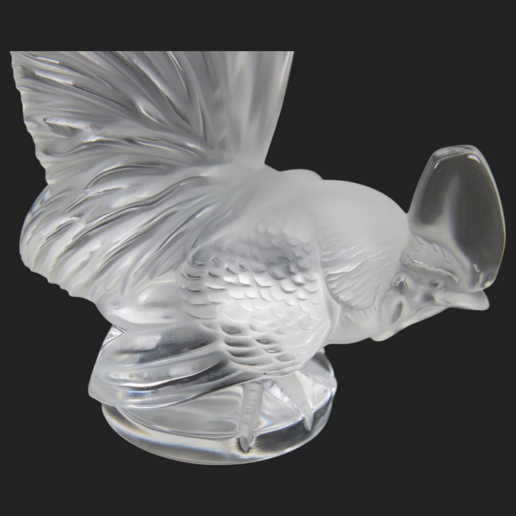Lalique, Coq Nain Glass Car Mascot in the form of a cockerel, signed Lalique France to base 