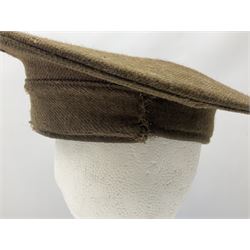 WW1 British Army stiff trench cap with Tank Corps cap badge