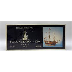 Italian H.M.S. Unicorn 1:75 scale kit by Corel, boxed, not checked for completeness 