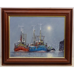  Jack Rigg (British 1927-): Fishing Boats off the Quayside, oil on board signed,  30cm x 40cm   