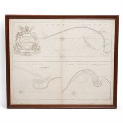 Capt. Greenvile Collins (British 1643-1694): 'Burlington Bay Scarbrough & Hartlepoole', 17th century engraved sea chart or map dedicated to Captain Ralph Sanderson 50cm x 60cm