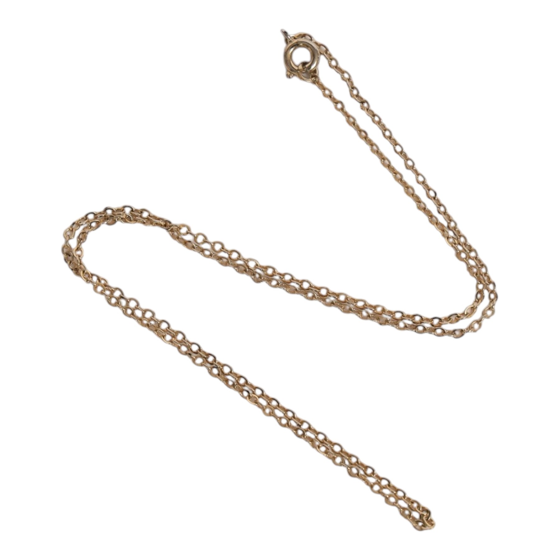 9ct gold chain and small locket, together with gold plated jewellery including larger locket, cufflinks and chain