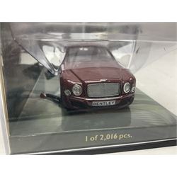 Nine Paul's Model Art 'Minichamps' 1:43 scale die-cast models - six boxed Bentleys and two unboxed Bentleys; and a Bedford estate van (9)