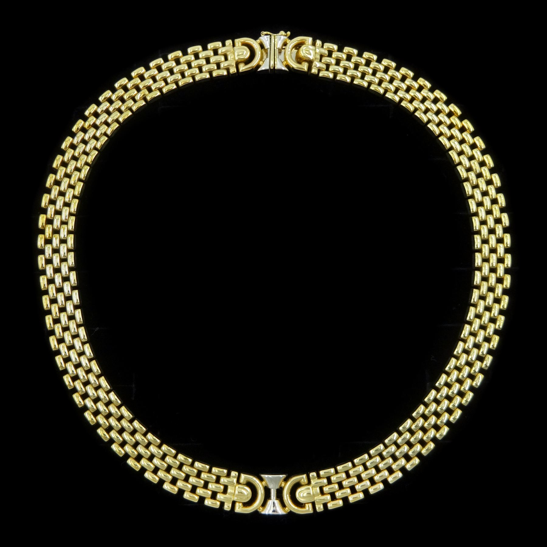 9ct gold fancy brick link chain necklace, Birmingham 2000