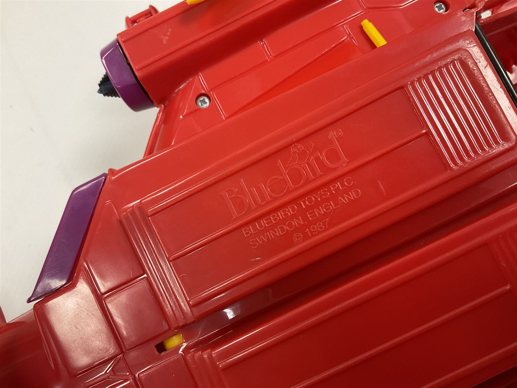 Manta Force Red Venom 1987 Bluebird Toys PLC toy plane with associated figures, with three more toy vehicles and figures comprising Lanard 1996 S.T.A.R Force Mobile Ground Support truck, Hasbro 2000 Action Man motorbike with side car, Sindy moped 