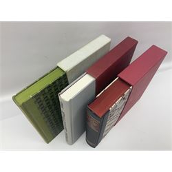 Seven Folio Society books, including The Divine Comedy, Charles Dickens Christmas Book, The Proud Tower, etc, all with outer sleeves
