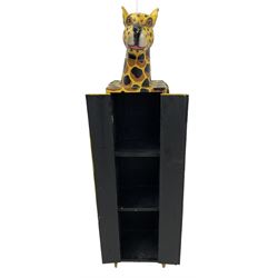 Painted leopard storage stand