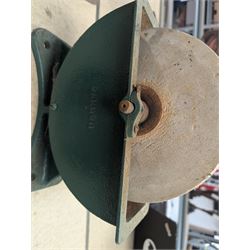 Avery Brass balance scales with weights on wooden plinth, Cannon grinding wheel, wheelwright's wooden traveller etc