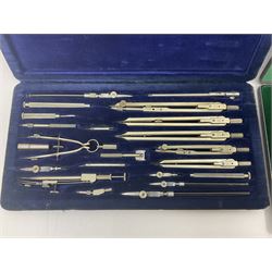 J Halden & Co cased drawing set, together with other cased drawing sets, including examples from prazision garantie and Kern Swiss 