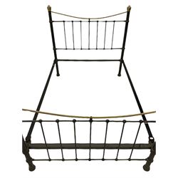 Victorian style 4' 6'' black metal and brass finish double bedstead
