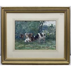 David Thomas Robertson (British 1879-1952): Cattle Resting, watercolour signed 25cm x 35cm