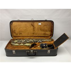 Czechoslovakian Corton tenor saxophone, probably 1970s/80s, serial no.132621; in fitted carrying case with crook and two mouthpieces
