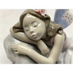 Lladro Privilege figure, Princess of the Fairies, modelled as a fairy asleep upon a rock, sculpted by Joan Coderch, with original box, no 7694, H11cm