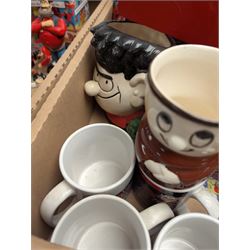 Collection of Robert Harrod The Beano Dandy Collection figures including Desperate Dan, Teach, Rodger the Dodger and Chips together with Beano collectibles including mugs, stamps, etc