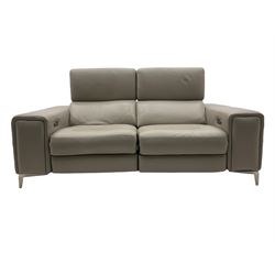 Franco Ferri Italia Carter power reclining two seat sofa, upholstered in Tosca grey leather