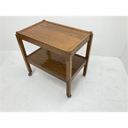 'Acornman' oak tolley with removable upper occasional table, all over adzing, by Alan Grainger of Brandsby, York