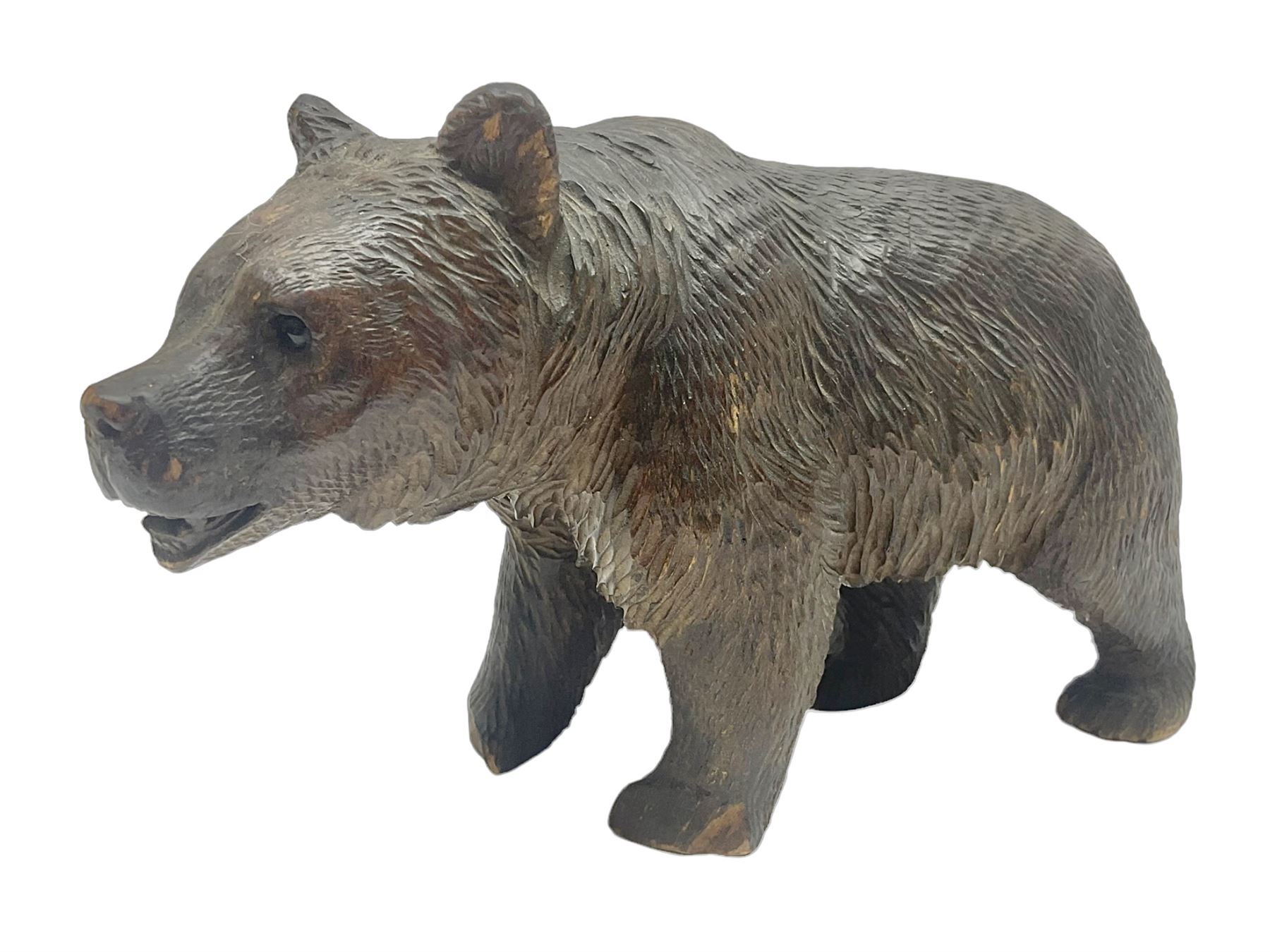 Black forest style carved wooden bear, H12cm