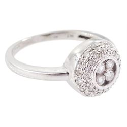 9ct white gold round brilliant cut diamond cluster ring, hallmarked, total diamond weight approx 0.40 carat