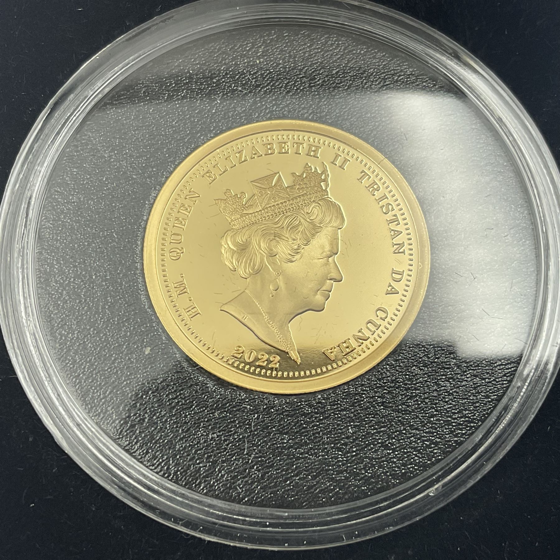 Queen Elizabeth II Tristan da Cunha 2022 'Platinum Jubilee' gold proof half sovereign coin, cased with certificate
