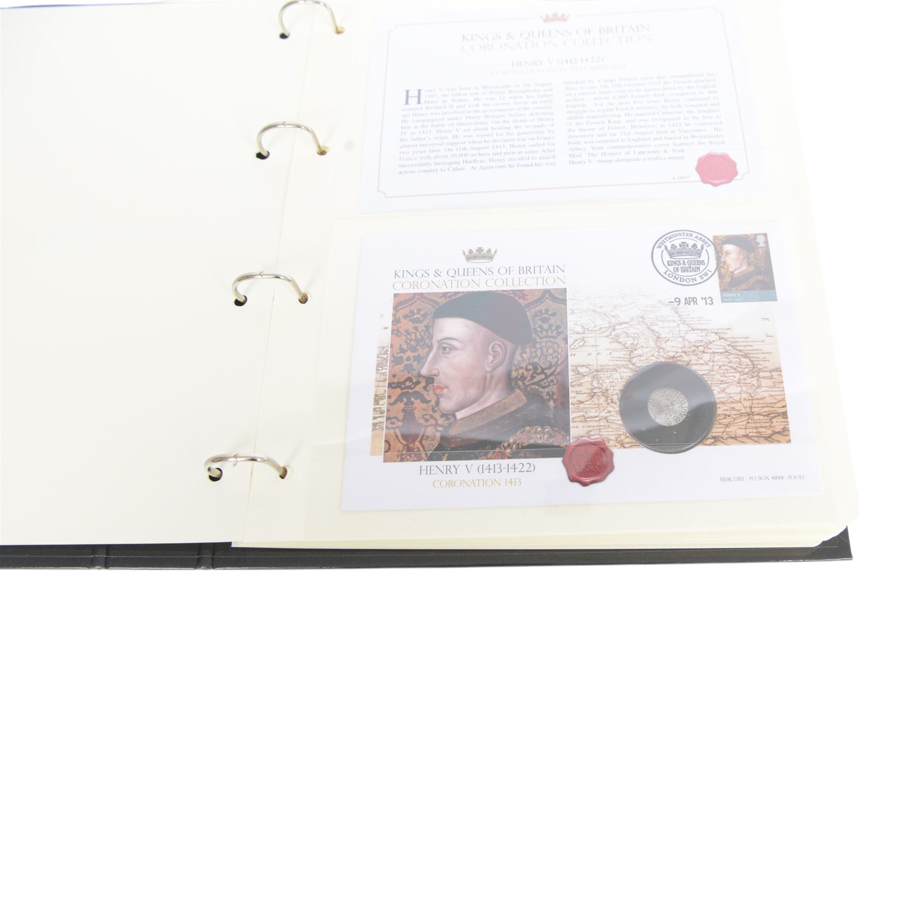 Westminster 'Kings & Queens of Britain Coronation Collection', set of twenty-two coin covers featuring reproductions of notable British coins, housed in two ring binder folders