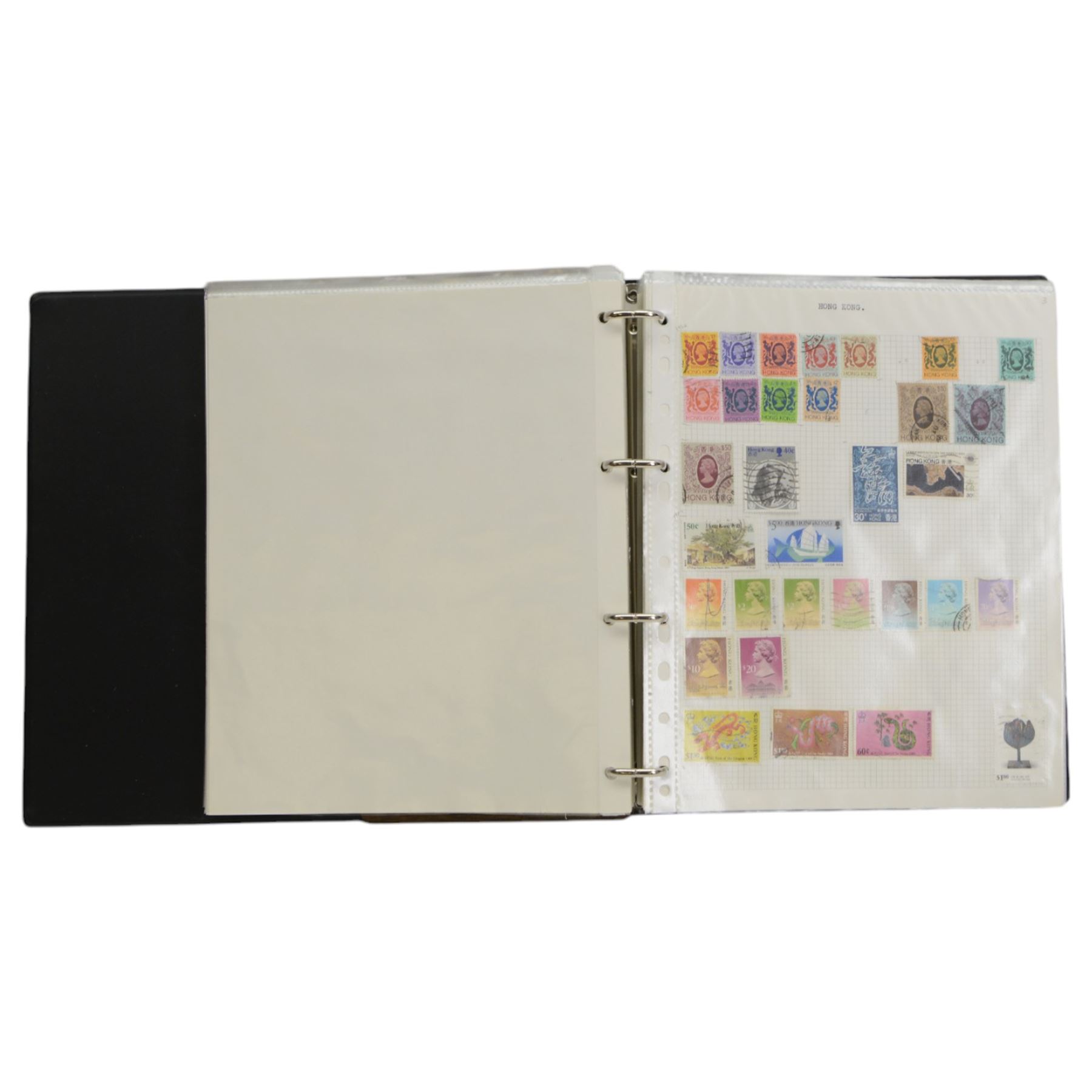 World stamps including Australia, Zimbabwe, Nigeria, Pitcairn Islands, Gilbert and Ellice, Bulgaria, Chile, United States of America, Tunisia, Poland, Greece, China etc, housed in ten ring binder folders