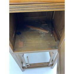 Early 20th century Oriental design walnut bedside lamp cabinet