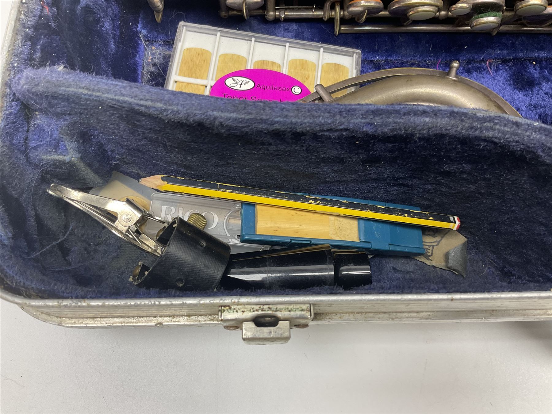 Early 20th century Elkhart Pan American C-Melody saxophone, Patd. Sept.14 1915, no.1153489, serial no.P27678; in fitted hard carrying case with crook