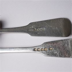 Pair of George IV silver fiddle, thread and shell pattern table forks Lonson 1826 and ten other 19th century silver table forks, various dates and makers (12)