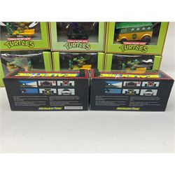 Scalextric - eight Hornby Teenage Mutant Ninja Turtles slot cars, nos.C130, C131, C132, C134, C338, C339, C421 & C422; and two further Scalextric slot cars, C465 Batmobile and C139 Parmalat Brabham; all boxed (10)