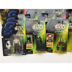 Star Wars - twenty-eight carded figures including fifteen La Guerra De Las Galaxias La Guerre Des Etoiles; three Expanded Universe with 3-D PlayScene; and five others; all in unopened blister packs (28)