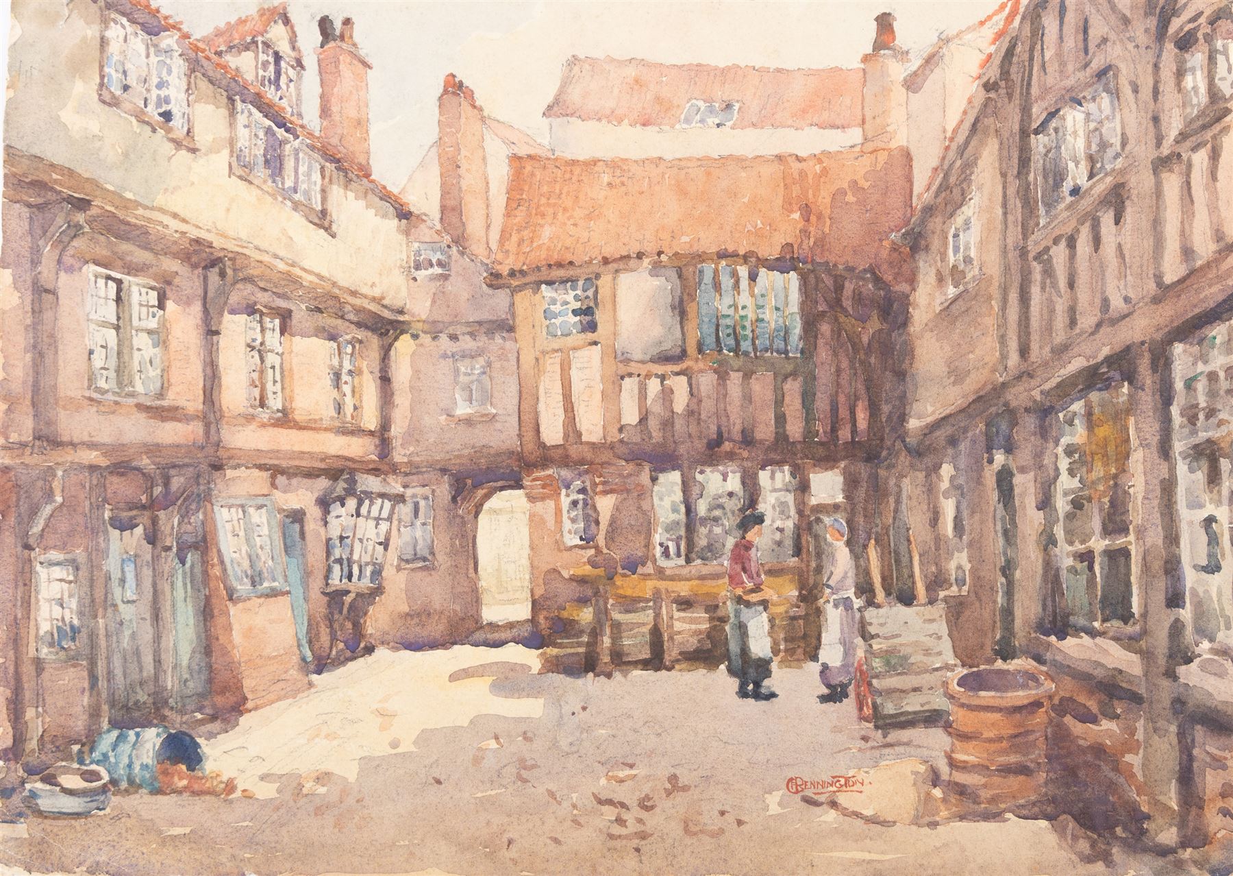 George Farquhar Pennington (British 1872-1961): Scarborough Castle 'The Village Smithy Lythe' 'Cottages Lythe' and 'The Vicarage Lythe' and others, six watercolours variously signed and titled, max 28cm x 39cm (6) (unframed)